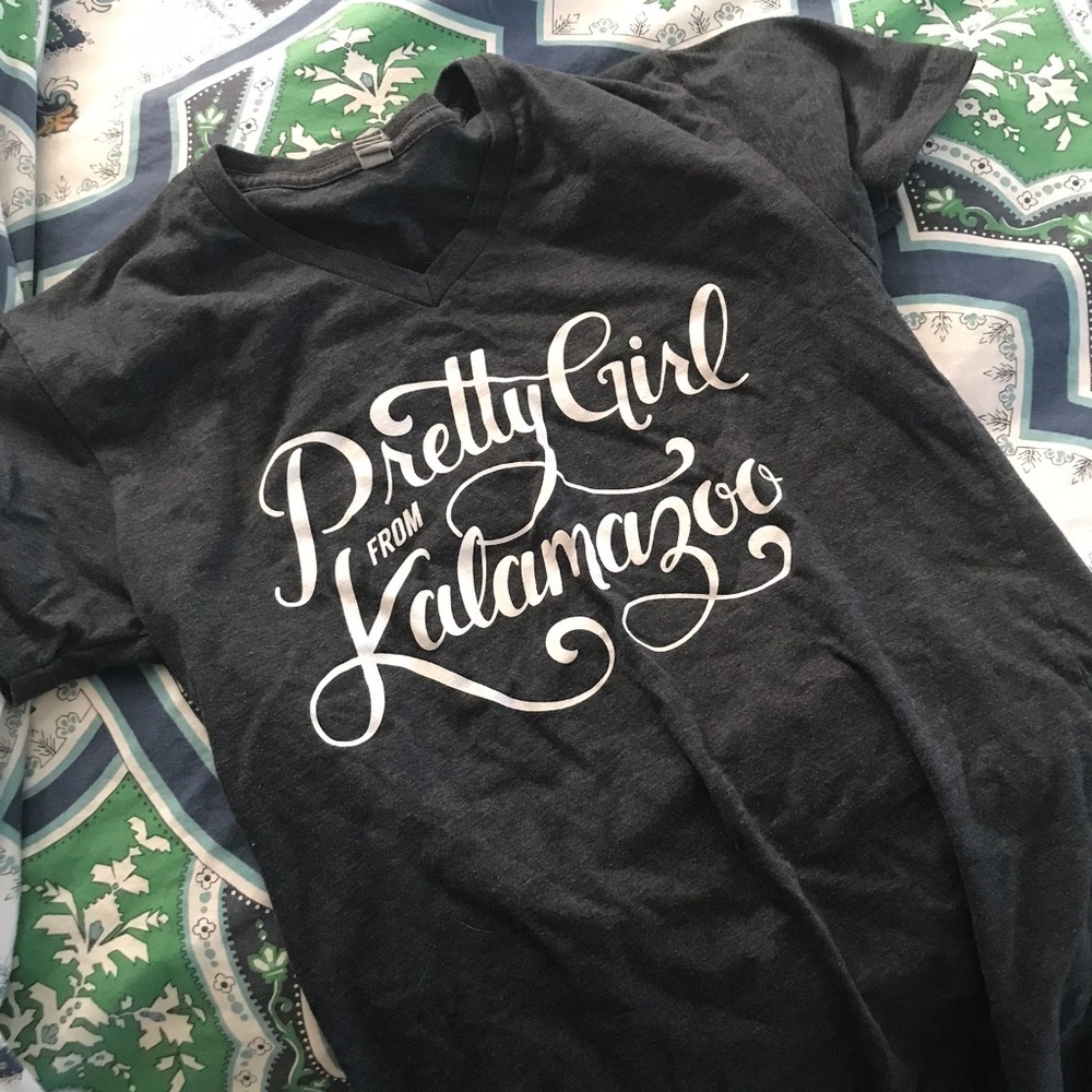 Pretty Girl from Kalamazoo gray v-neck t-shirt
